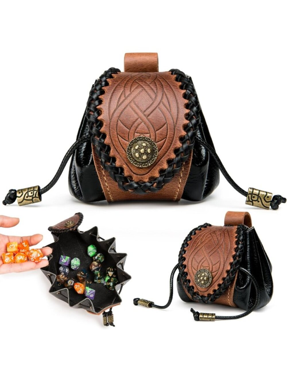 Vintage Medieval Leather Dice Bag | Handcrafted Coin Purse for Ren Faire, Holds